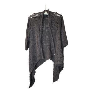 Crocheted Boho Short Sleeved Open Cardigan XL